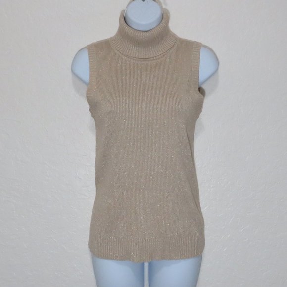 Raisey* Women's Short Sleeve Cowl Neck Straight Hem Ribbed Metallic Blouse~Large - Picture 1 of 9